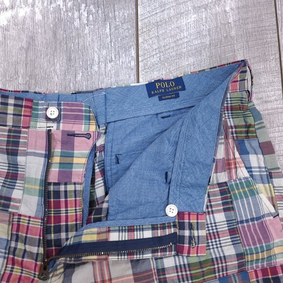 Polo Ralph Lauren Shorts Mens 42 Indian Madras Patchwork Classic Fit Bermuda - Picture 5 of 7